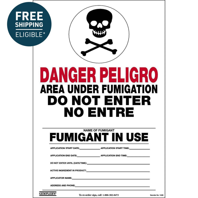Gemplers Bilingual Warning Sign for Fumigant Applications
