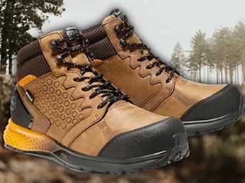 Brown leather work boots