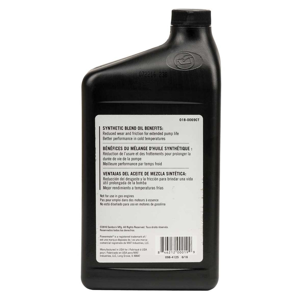 View of the back of the Powermate Vx Synthetic Blend - 1 quart