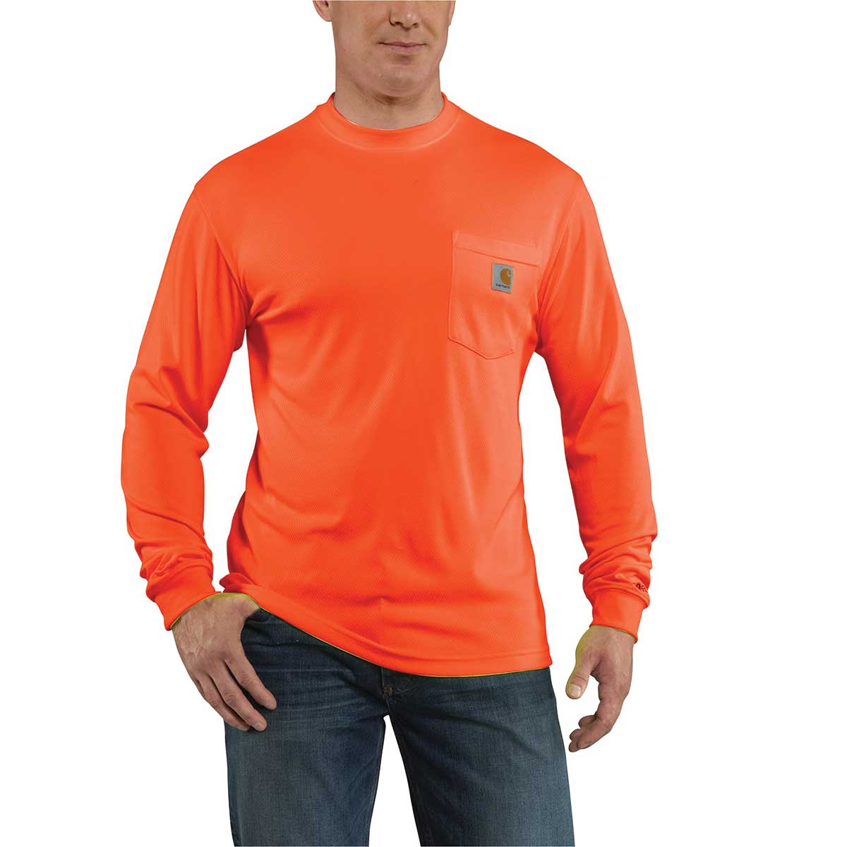 Brite Orange Carhartt Force 100494 Color Enhanced Hi-Vis Long-Sleeve T-Shirt