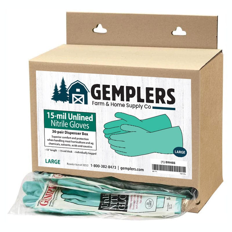 Gemplers Chemical Resistant 15-mil, Unlined, Nitrile Gloves, Box of 36 pair