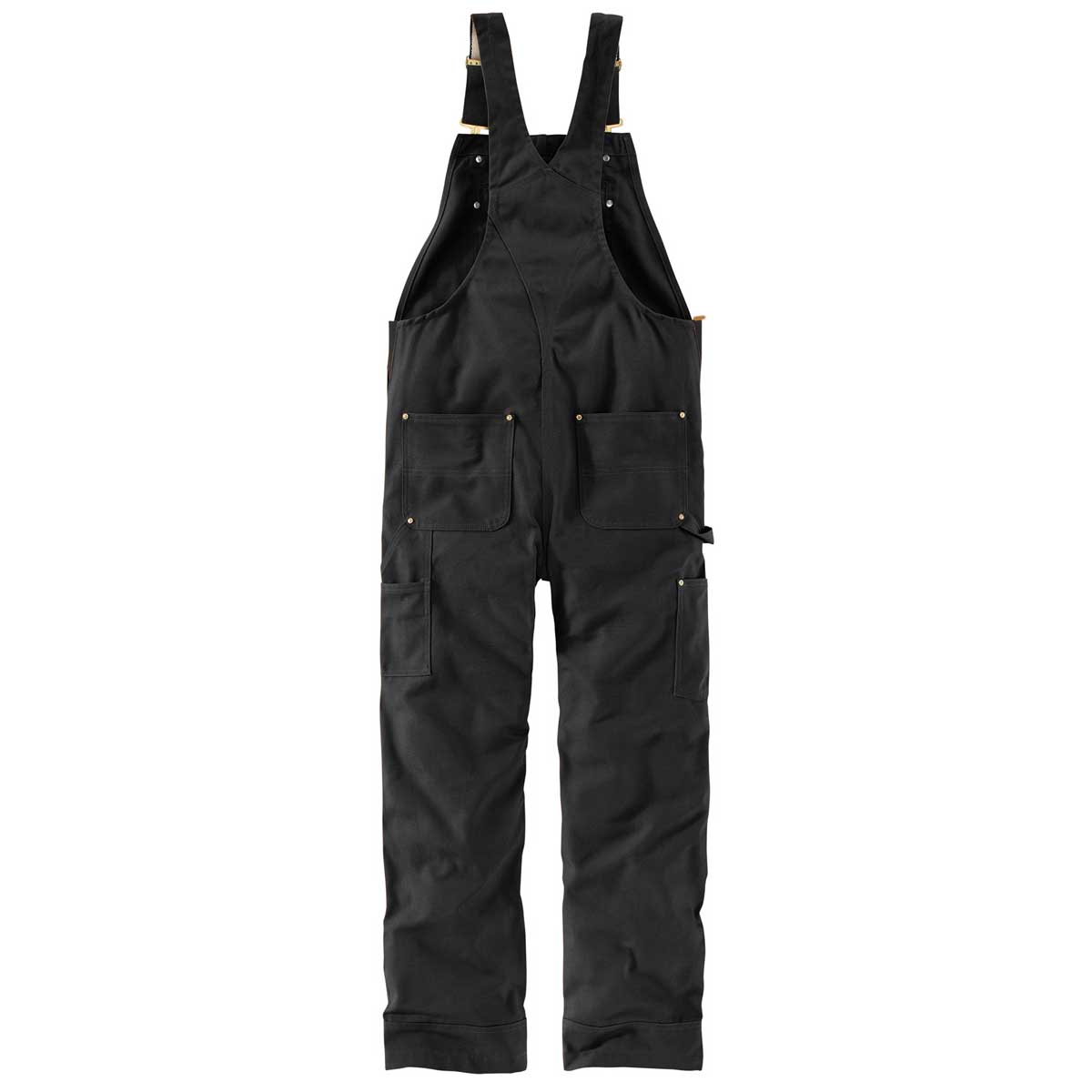 View of the back of the Carhartt Men's Duck Bib Overall - Black