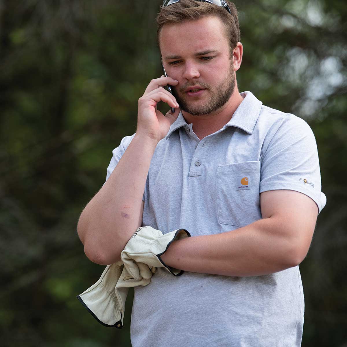 Gray Carhartt Men's Force Relaxed Fit Midweight Short-Sleeve Pocket Polo Shirt