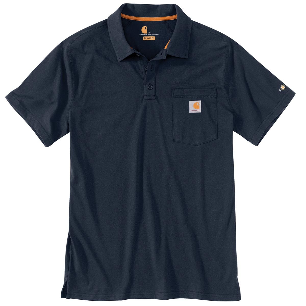 Navy Carhartt Men's Force Relaxed Fit Midweight Short-Sleeve Pocket Polo Shirt
