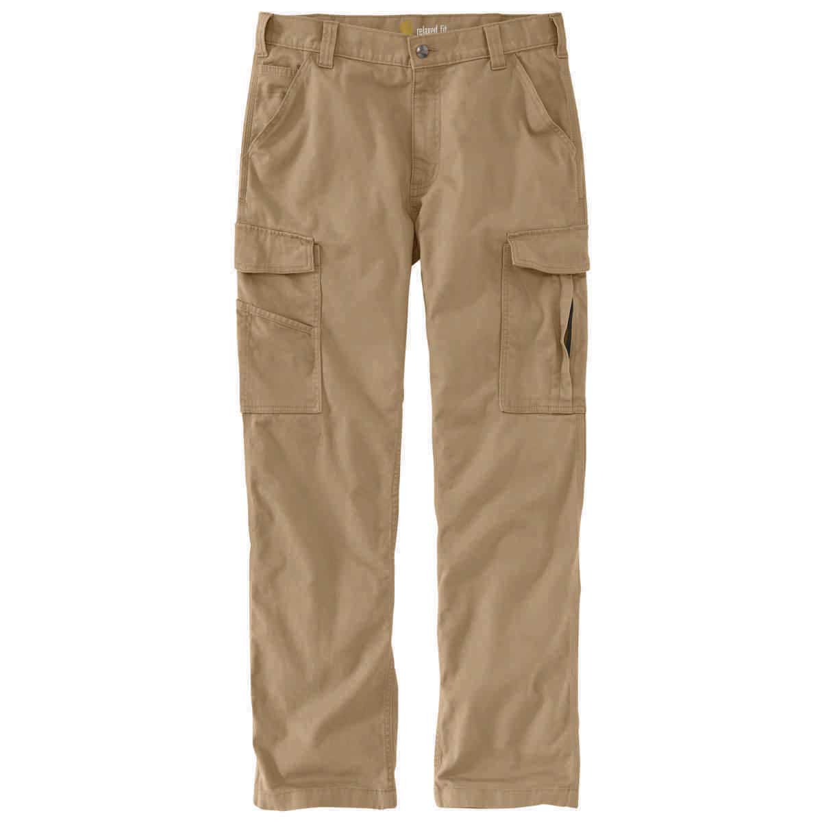 Dark Khaki Carhartt Men's Rugged Flex Relaxed Fit Canvas Cargo Work Pant