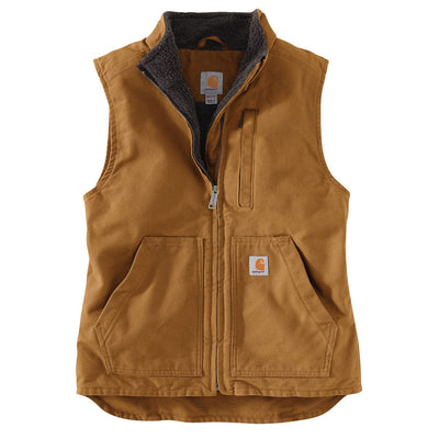 Carhartt Brown Carhartt Women's 0V277-W Washed Duck Sherpa-Lined Vest