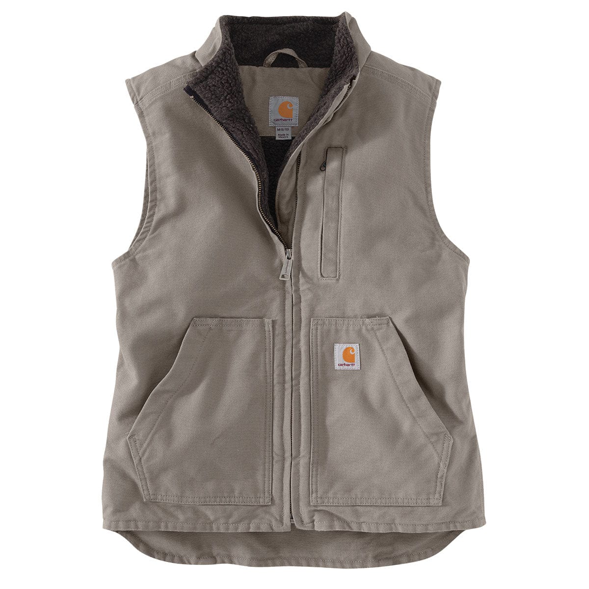 Taupe Gray Carhartt Women's 0V277-W Washed Duck Sherpa-Lined Vest