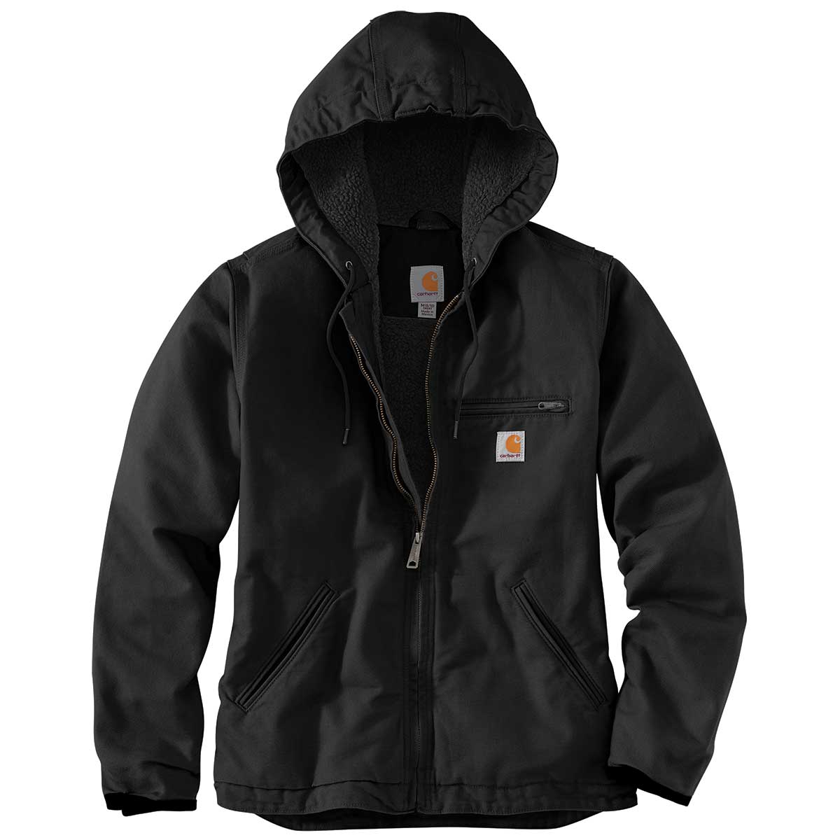 Black Carhartt Women's 0J141 Washed Duck Sherpa-Lined Jacket