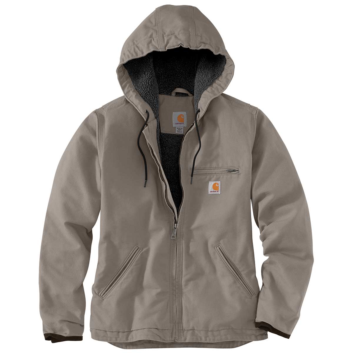 Carhartt Women's 0J141 Washed Duck Sherpa-Lined Jacket - XS / Taupe Gray