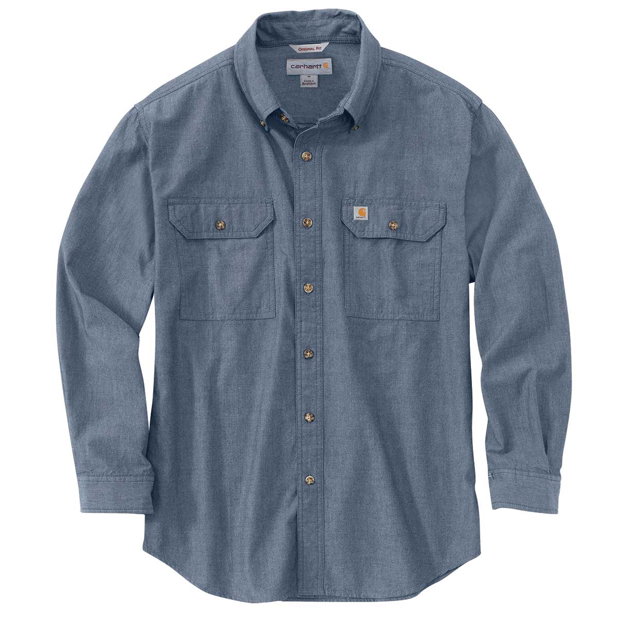 Denim Blue Chambray Carhartt Loose Fit Midweight Chambray Long-Sleeve Shirt