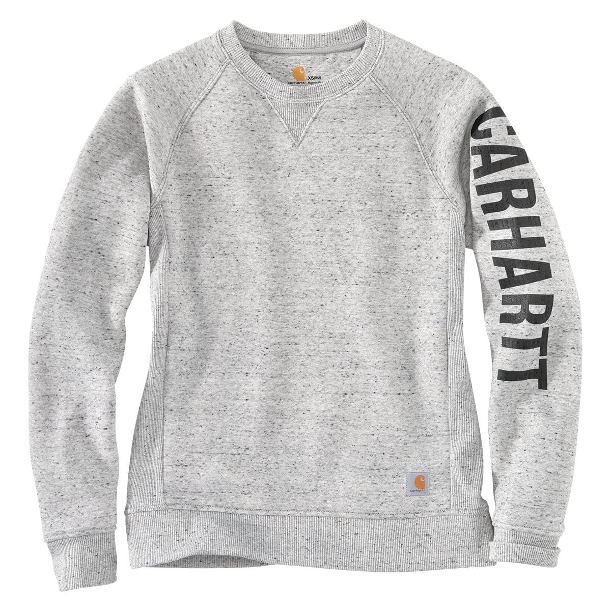 Asphalt Carhartt Women's Relaxed Fit Midweight Crewneck Block Logo Sleeve Graphic Sweatshirt