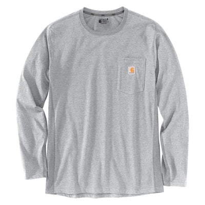 Heather Gray Carhartt Force Relaxed Fit Midweight Long-Sleeve Pocket T-Shirt