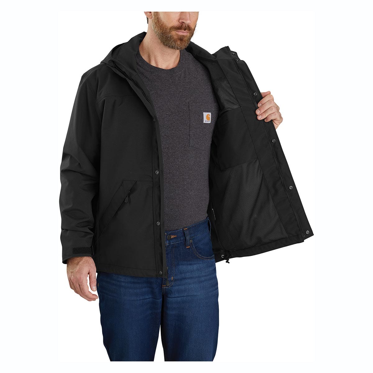 Black Carhartt Men's Storm Defender Loose Fit Heavyweight Jacket
