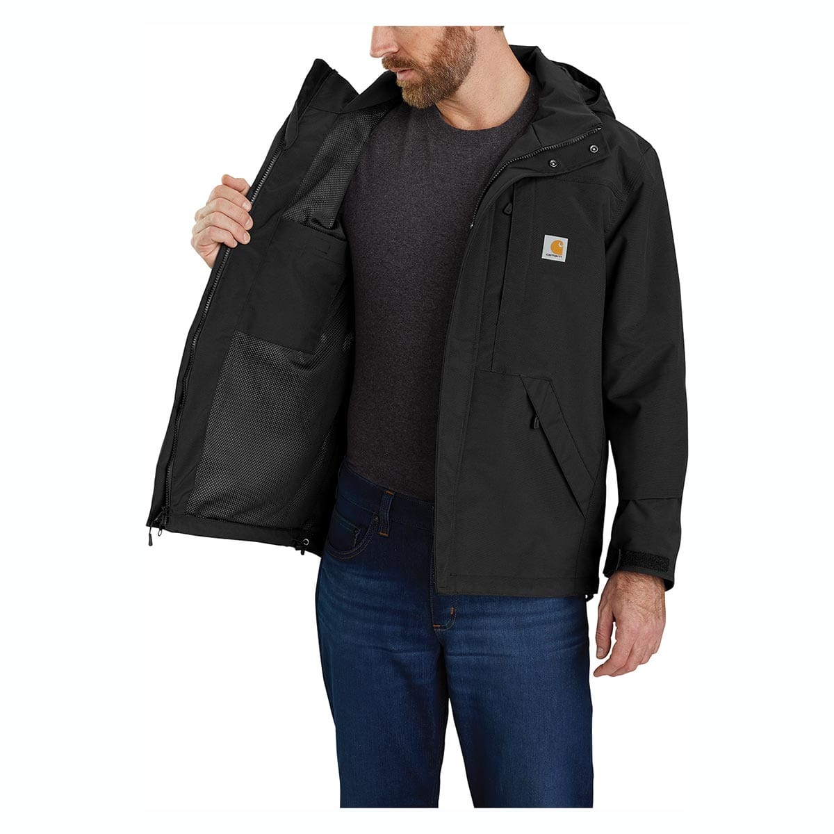 Black Carhartt Men's Storm Defender Loose Fit Heavyweight Jacket