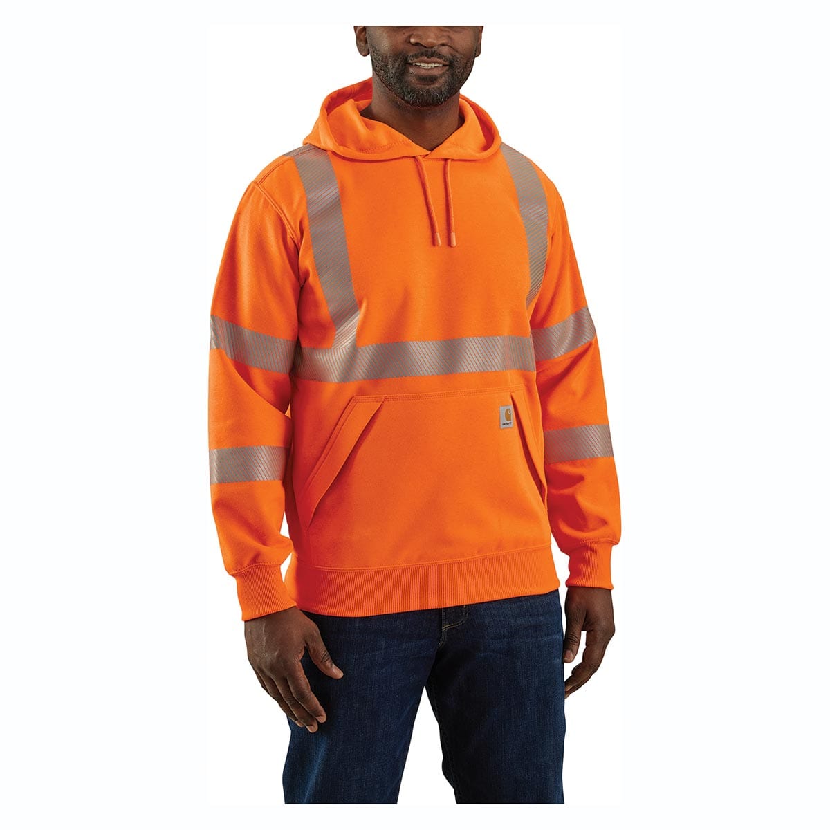 Bright Orange Carhartt ANSI Class 3 Loose Fit Midweight Hooded Hi-Vis Sweatshirt