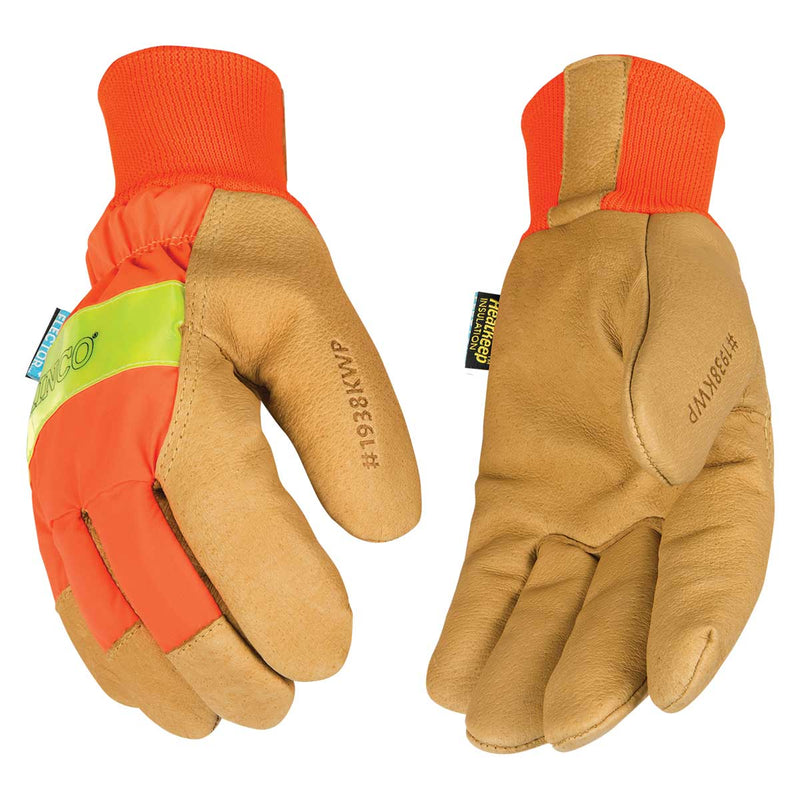 Kinco Enhanced Visibility Insulated Waterproof Pigskin Leather Palm Hi-Vis Gloves