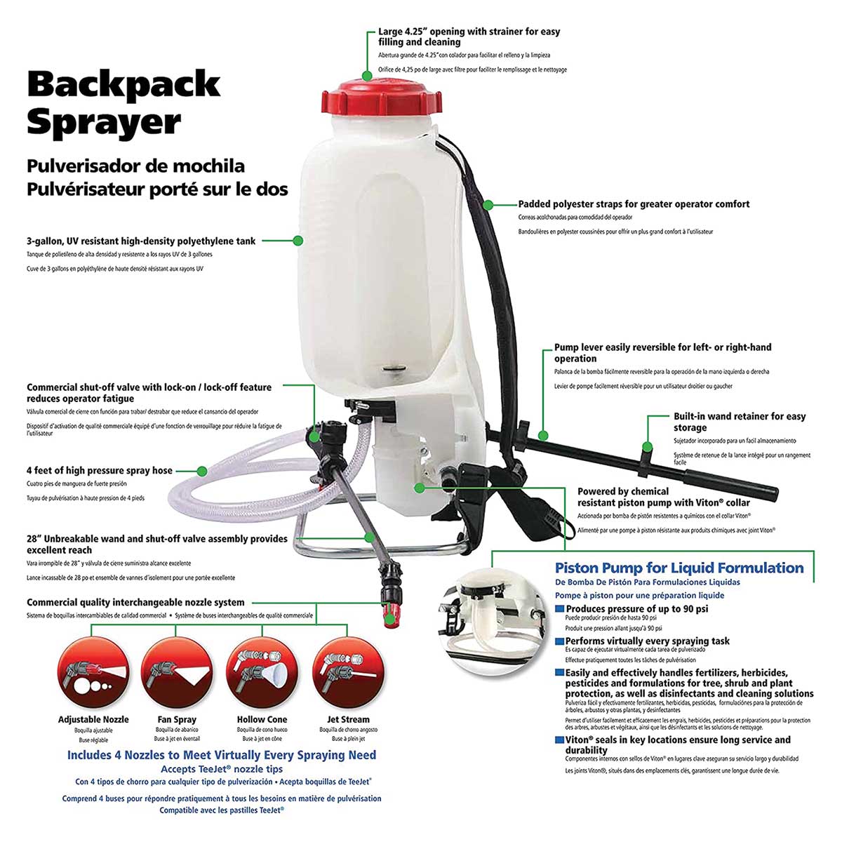 Solo 473-P 3-Gallon Piston Pump Backpack Sprayer