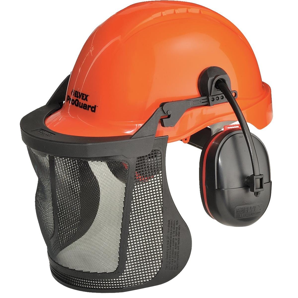 ELVEX ProGuard™ Ventilated Woodsman's Helmet with Steel Mesh Visor