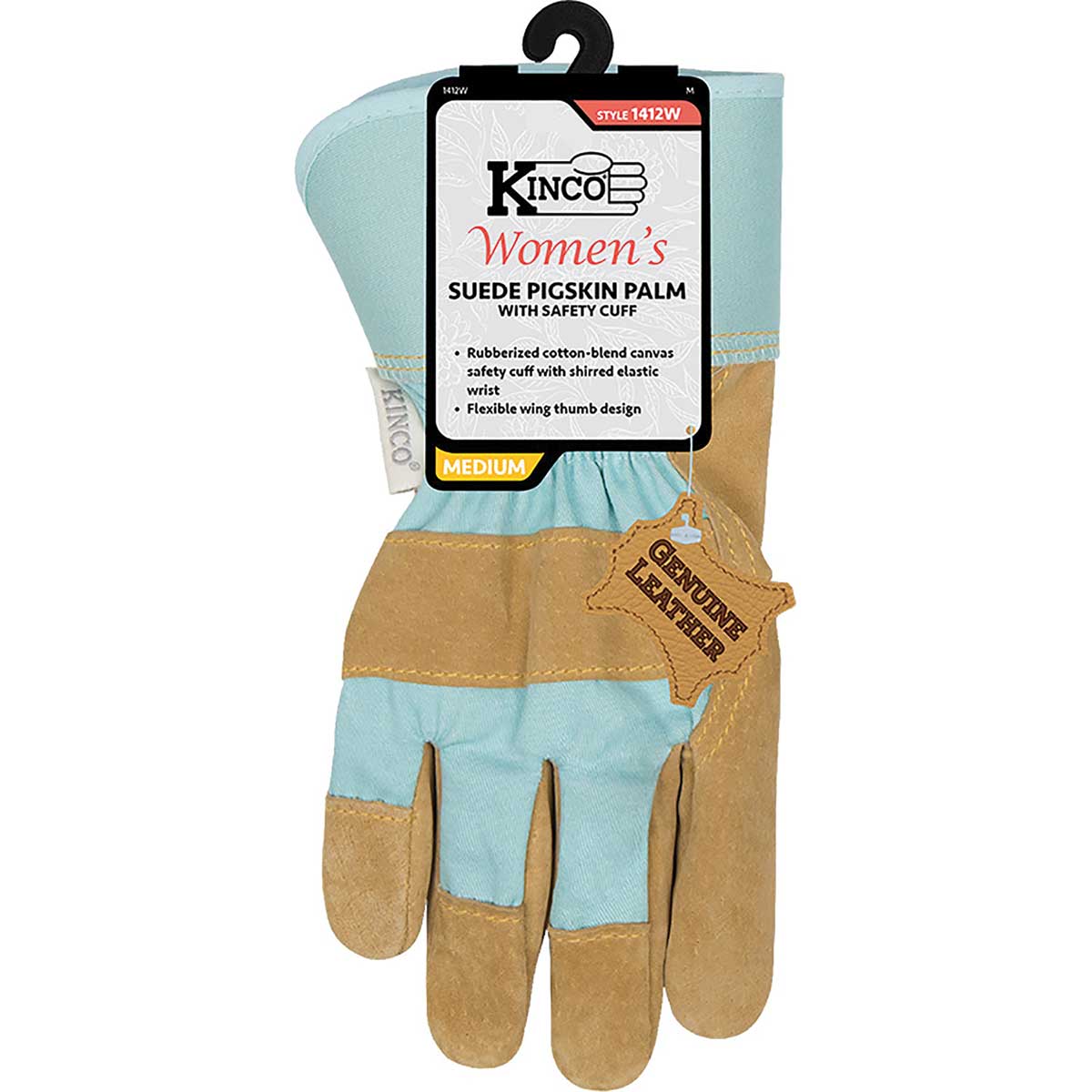 Kinco Women’s 1412W Work Gloves with hang tag packaging