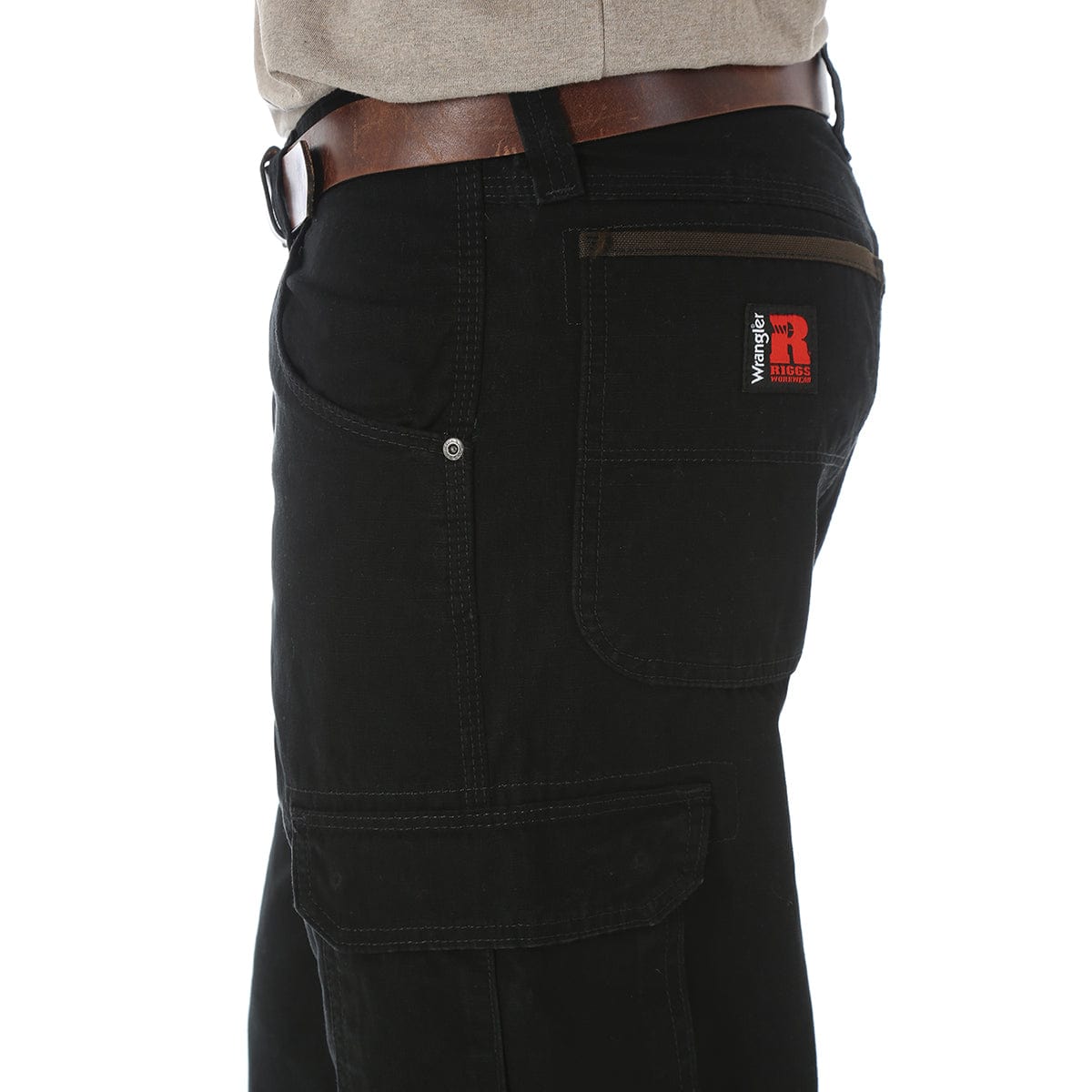 Black Wrangler Riggs Workwear Ripstop Ranger Cargo Pants, Black