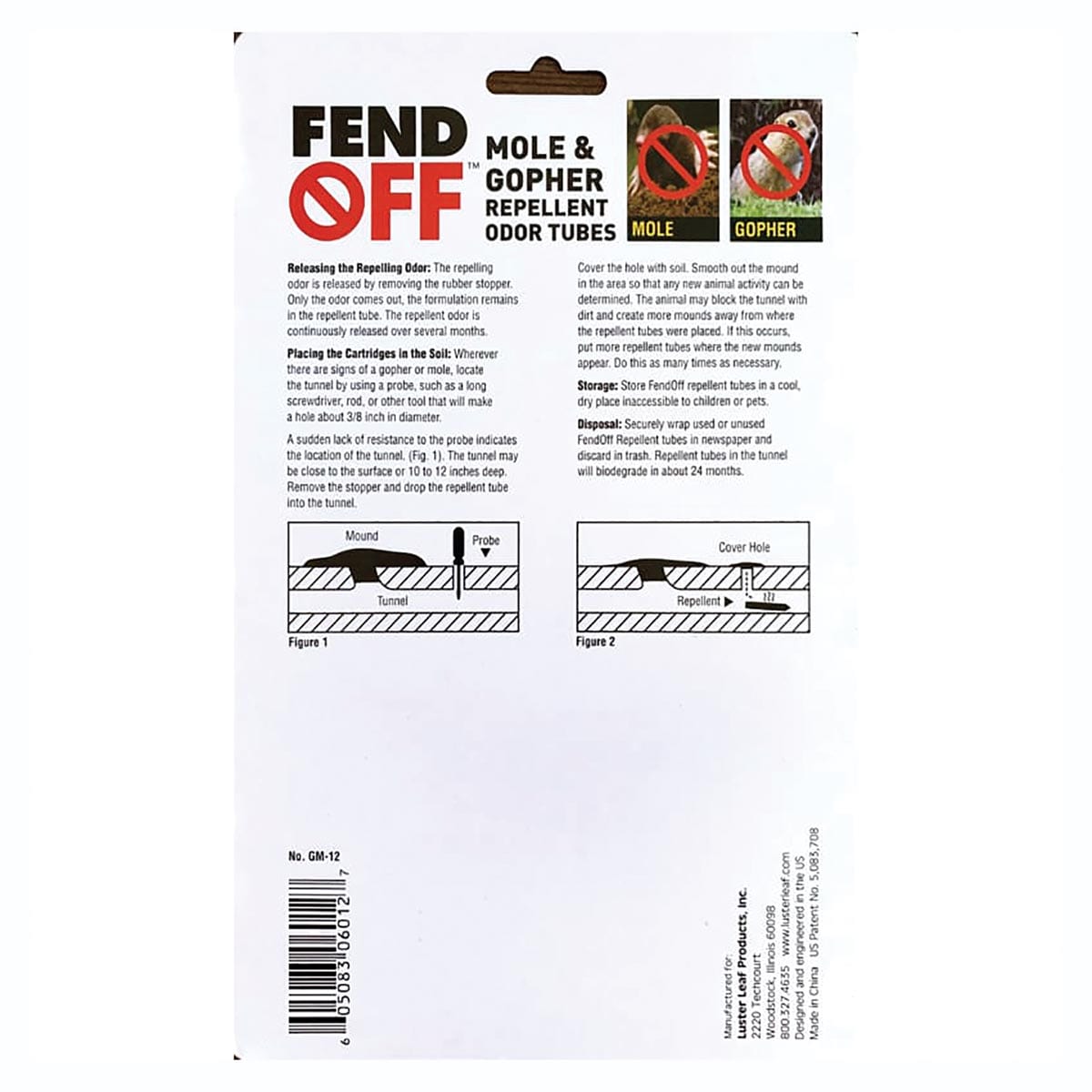 View of the back of the Mole and Gopher Garlic Repellents