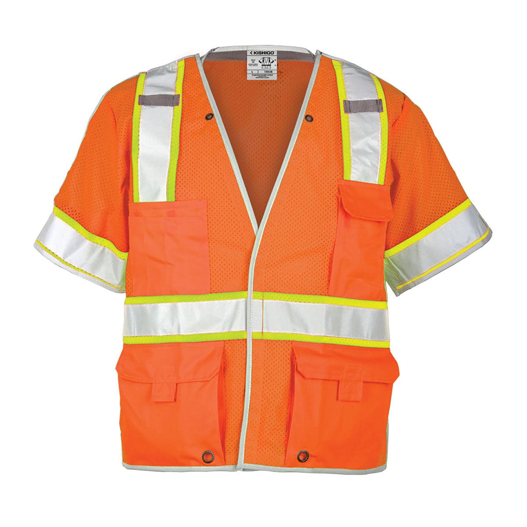 Orange Kishigo Brilliant Series ANSI Class 3 Breakaway Hi-Vis Safety Vest