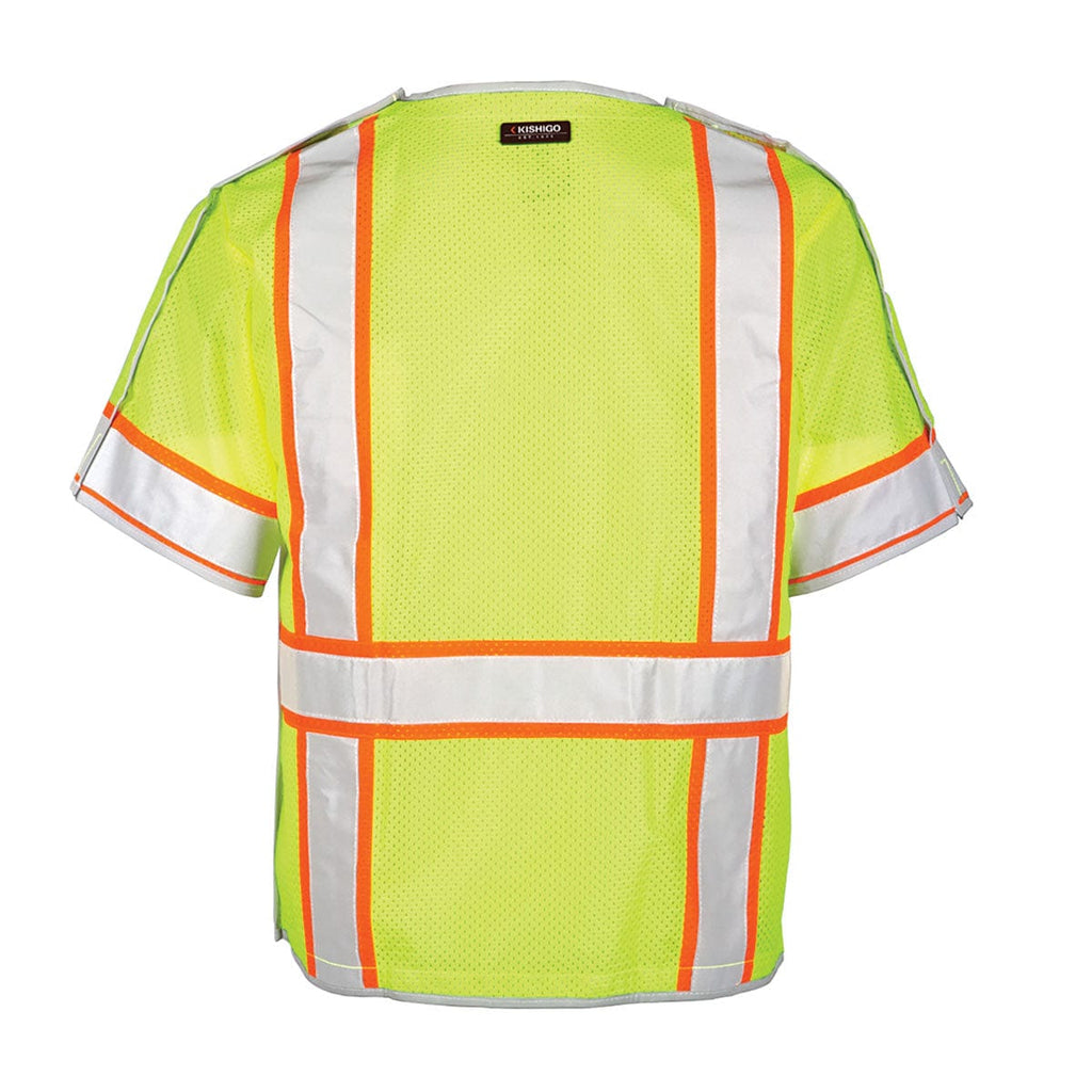 View of the back of the Kishigo Brilliant Series ANSI Class 3 Breakaway Hi-Vis Safety Vest