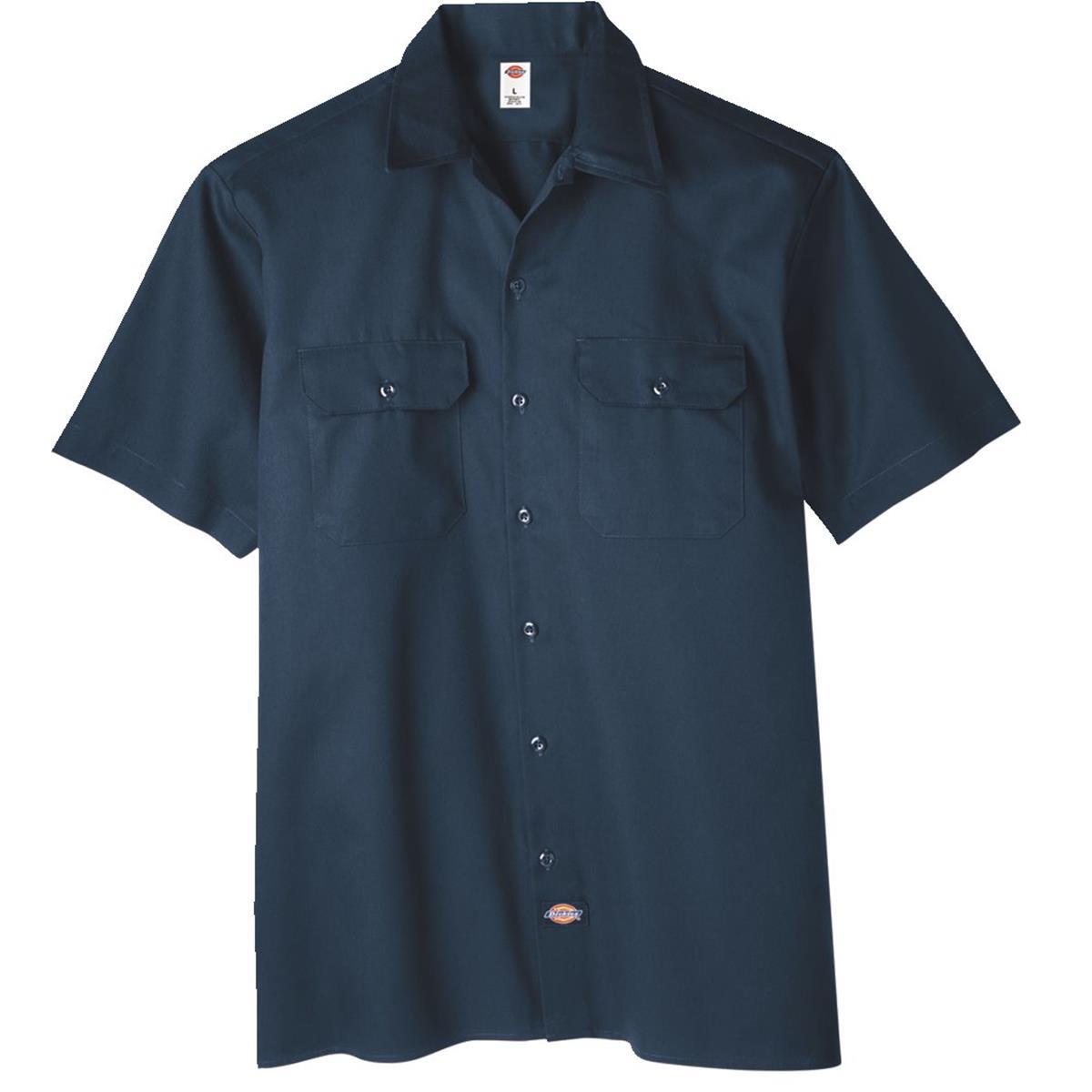 Navy Dickies Short Sleeve Button Down Work Shirt