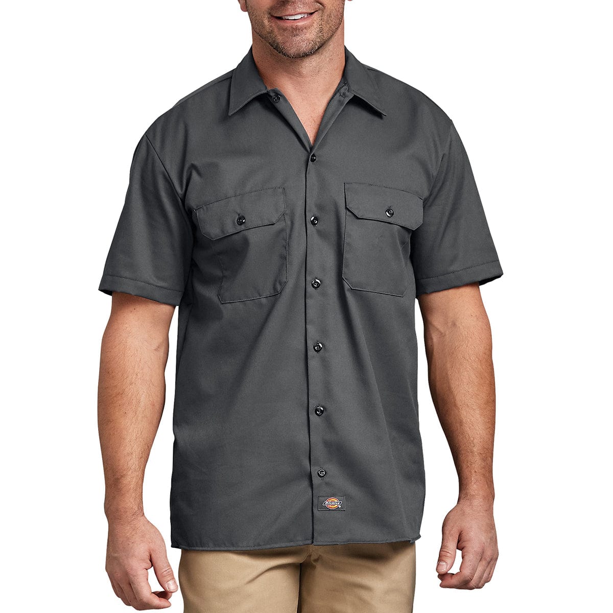 Charcoal Gray Dickies Short Sleeve Button Down Work Shirt