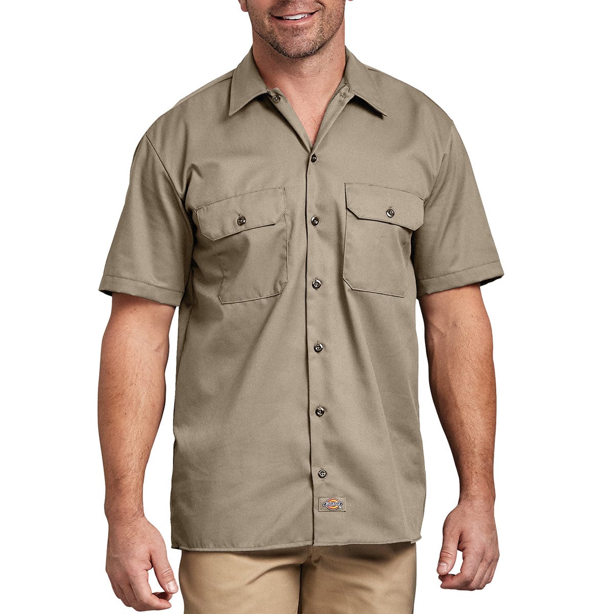 Desert Khaki Dickies Short Sleeve Button Down Work Shirt