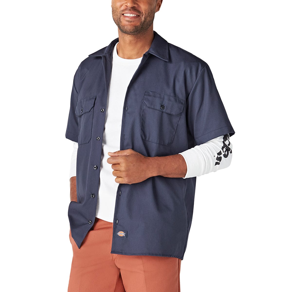 Navy Blue Dickies Short Sleeve Button Down Work Shirt