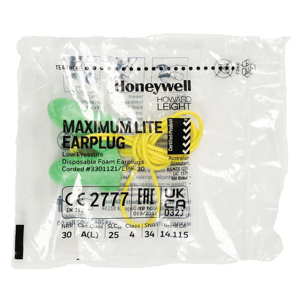 Honeywell Howard Leight MAXIMUM LITE® Corded Earplugs, 100 pairs