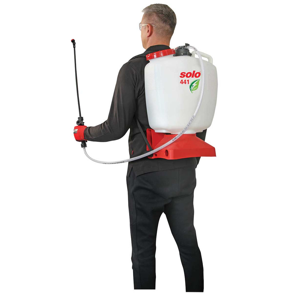 Solo 441 4 Gallon Battery-Powered Backpack Sprayer on model