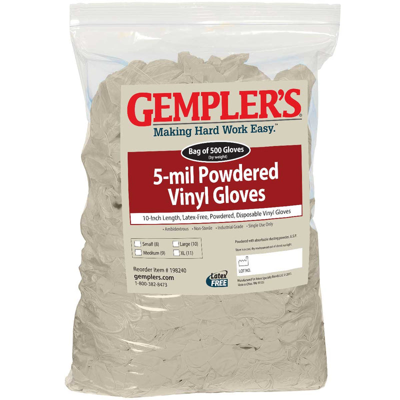 Gemplers 5-mil Powdered Vinyl Disposable Gloves, Bag of 500