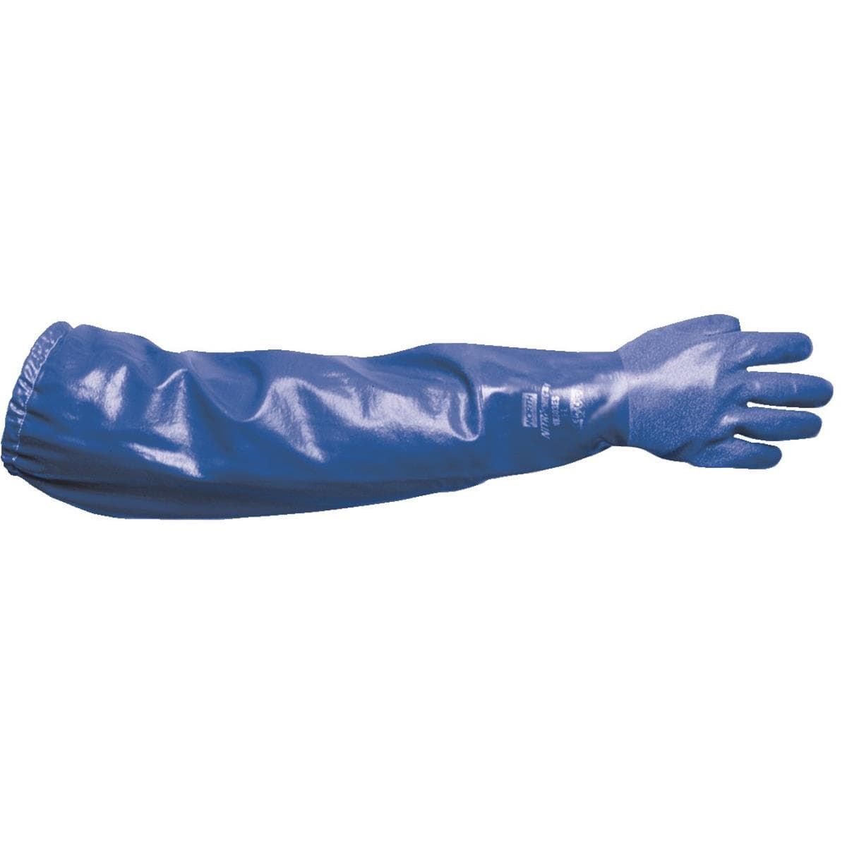 Shoulder-Length, Knit-Lined Nitrile Gloves, 24"L