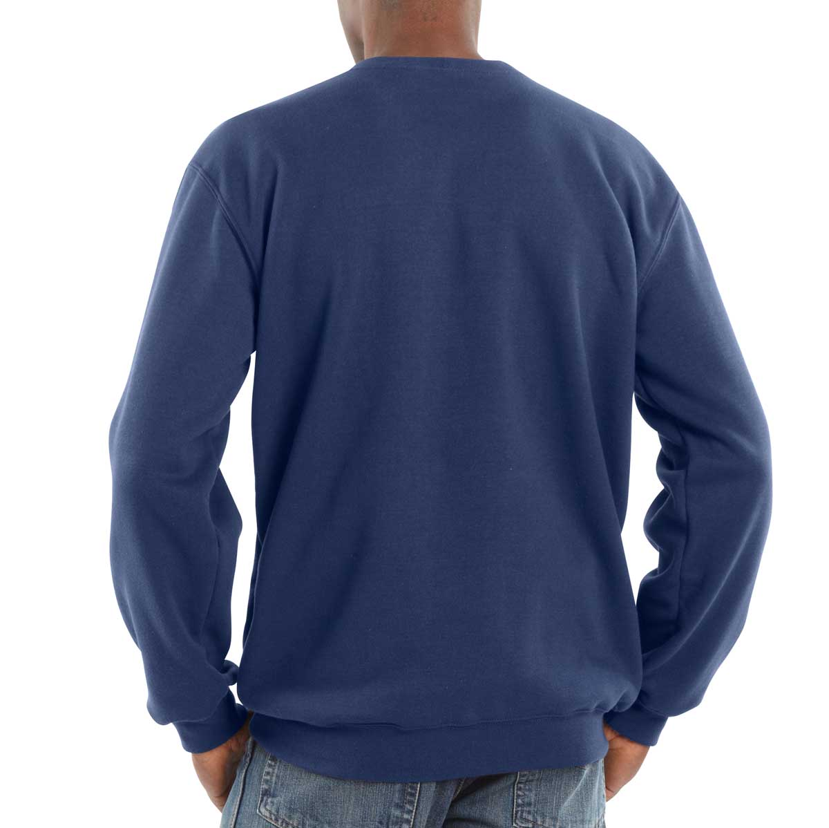 Back of Carhartt K124 Sweatshirt Crewneck Pullover on model