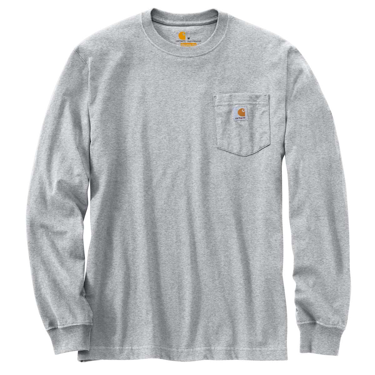Heather Gray Carhartt K126 Loose Fit Heavyweight Long-Sleeve Pocket T-Shirt