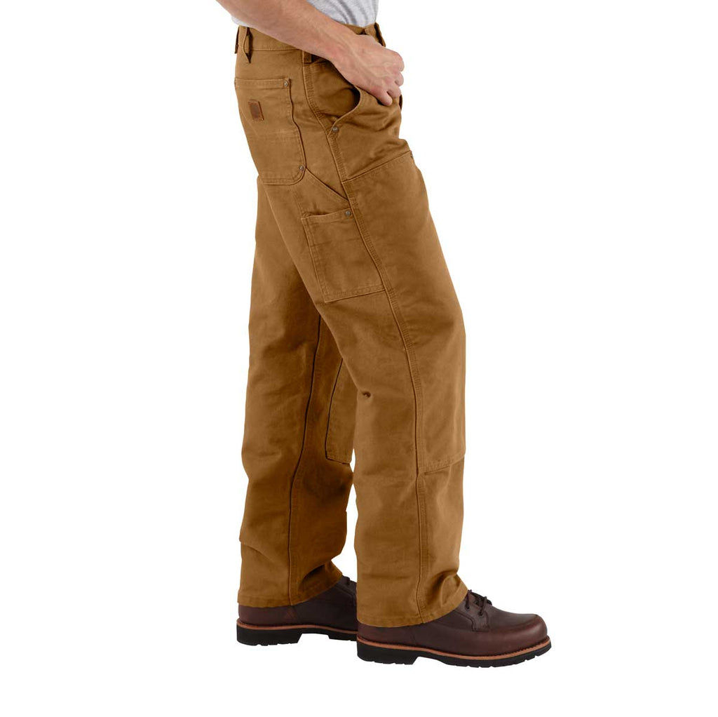 Right side of Carhartt Loose Fit Washed Duck Double-Front Utility Work Pant on model