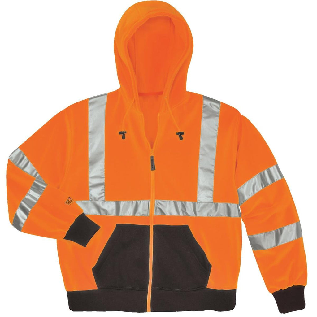 Orange/Black Tingley ANSI Class 3 Polyester Hooded Hi-Vis Sweatshirt