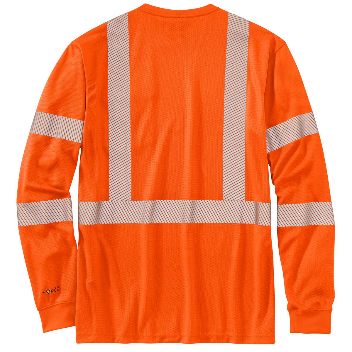 View of the back of the Carhartt 100496 ANSI Class 3 Hi-Vis Force Long Sleeve T-Shirt
