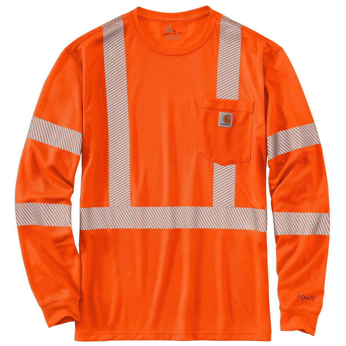 Brite Orange Carhartt 100496 ANSI Class 3 Hi-Vis Force Long Sleeve T-Shirt