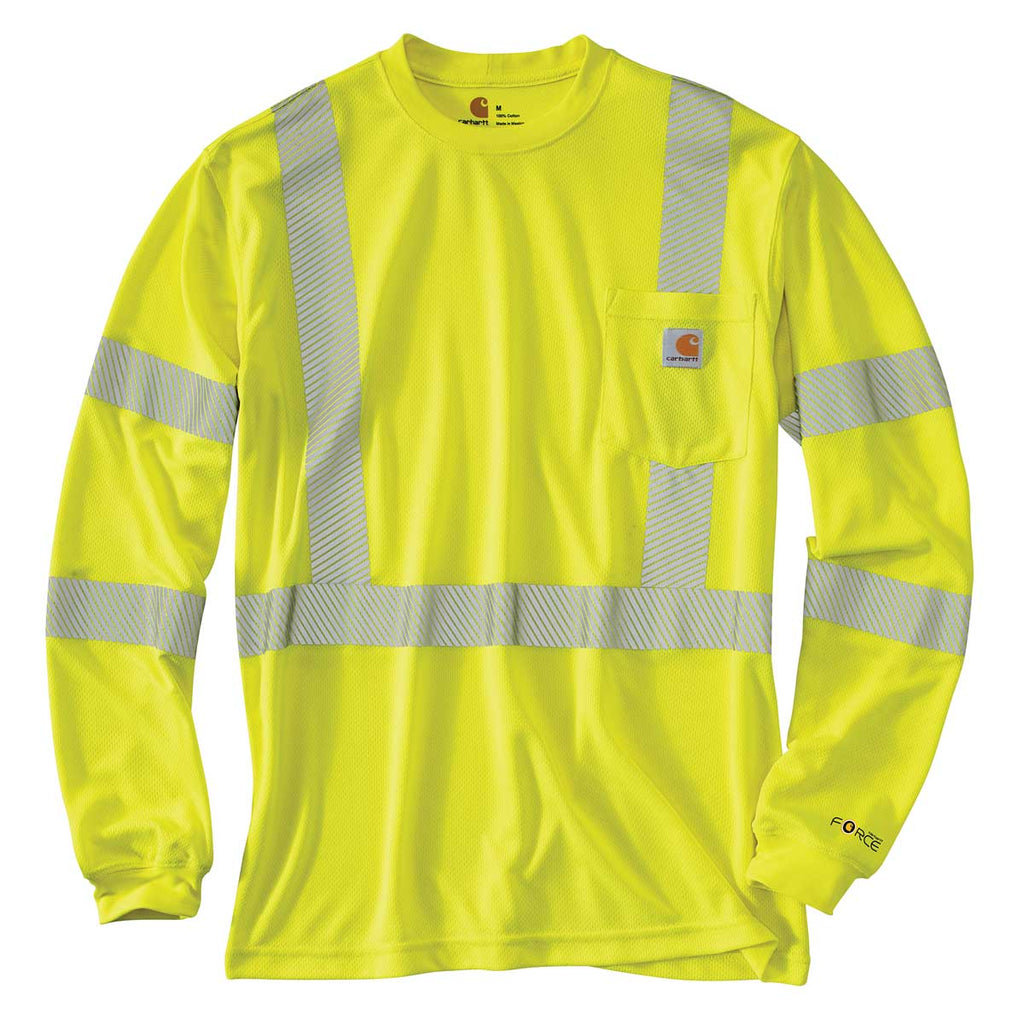 Lime Carhartt 100496 ANSI Class 3 Hi-Vis Force Long Sleeve T-Shirt