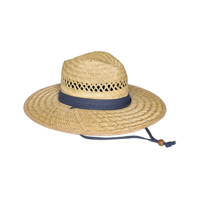 Rush Straw Safari Hat with Navy Blue Band