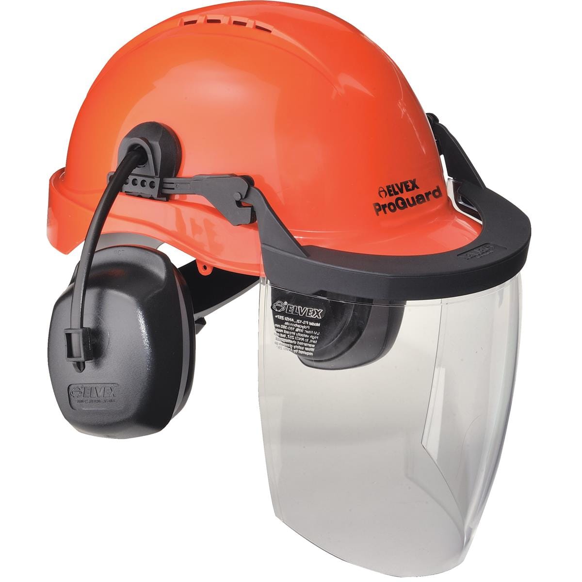 bike helmet with visor and earmuffs ELVEX ProGuard Woodsman’s Helmet with Lexan Shield, Vented, M