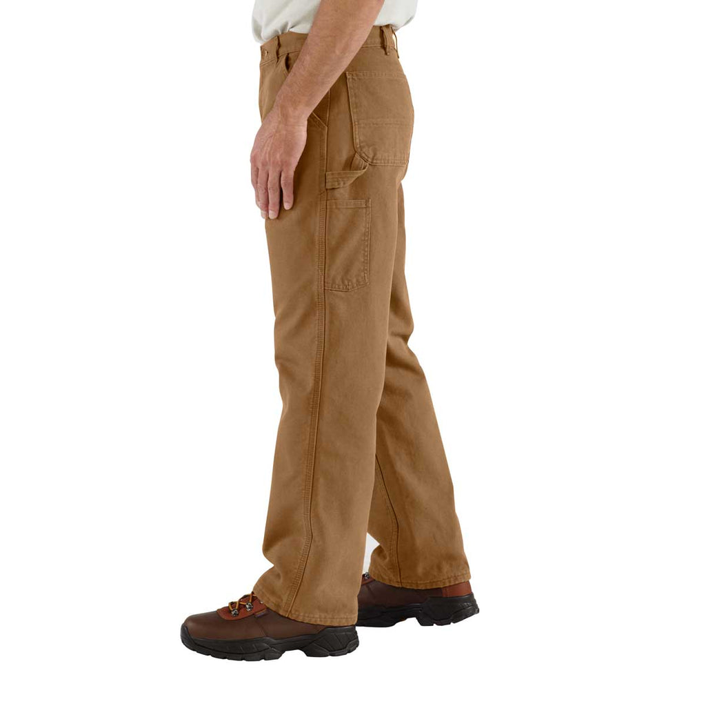 Carhartt B111 Loose Fit Washed Duck Flannel-Lined Utility Work Pant on model