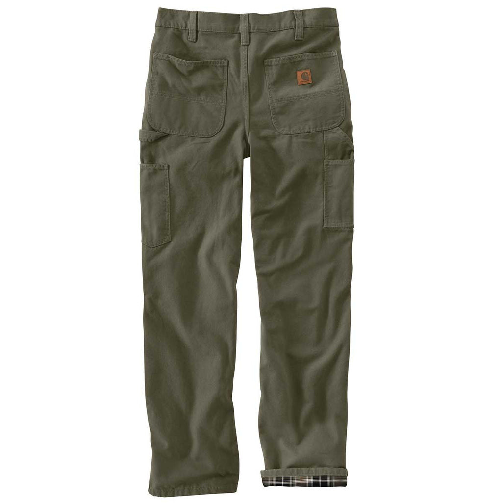 View of the back of the Carhartt B111 Loose Fit Washed Duck Flannel-Lined Utility Work Pant