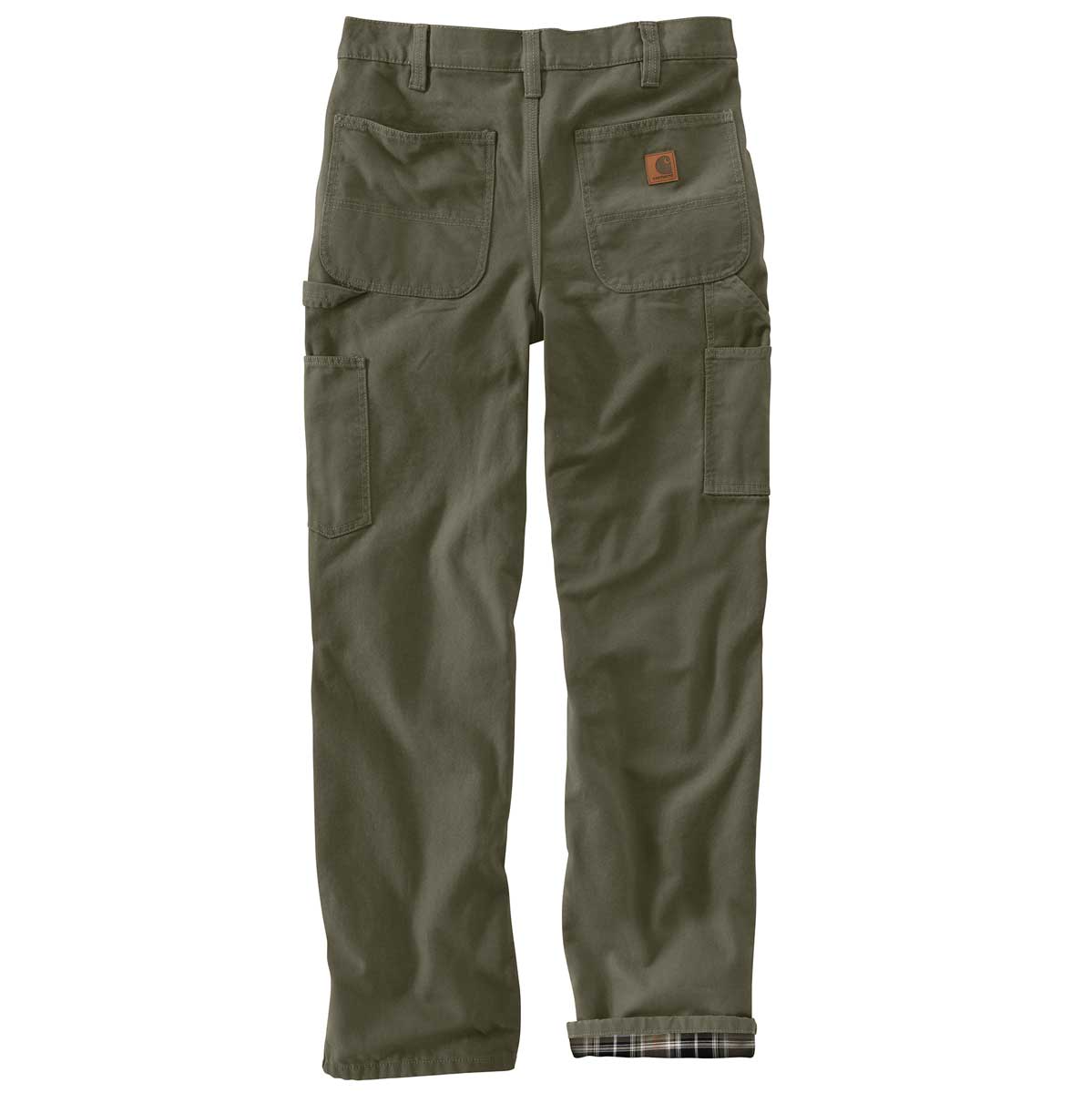View of the back of the Carhartt B111 Loose Fit Washed Duck Flannel-Lined Utility Work Pant