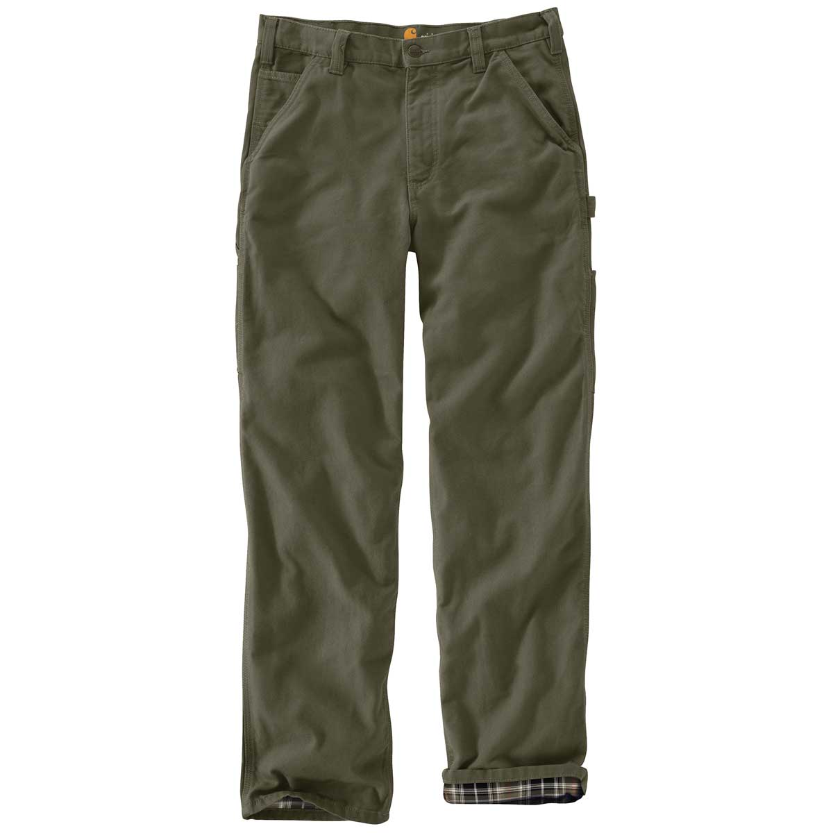 Moss Carhartt B111 Loose Fit Washed Duck Flannel-Lined Utility Work Pant