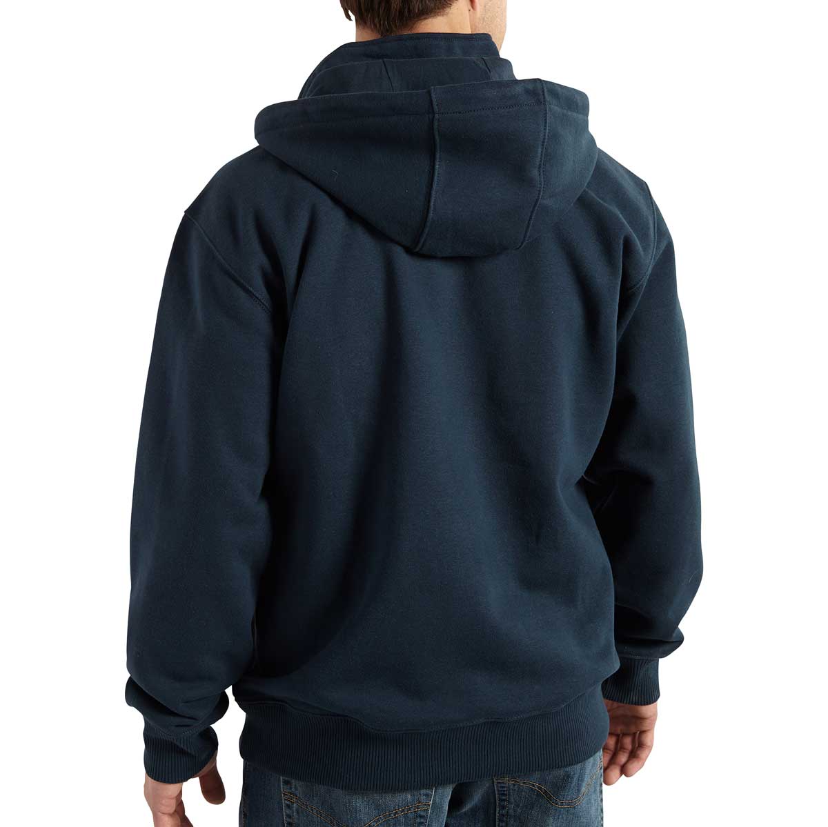 Back of Carhartt Rain Defender Loose Fit Heavyweight Quarter Zip Sweatshirt on model