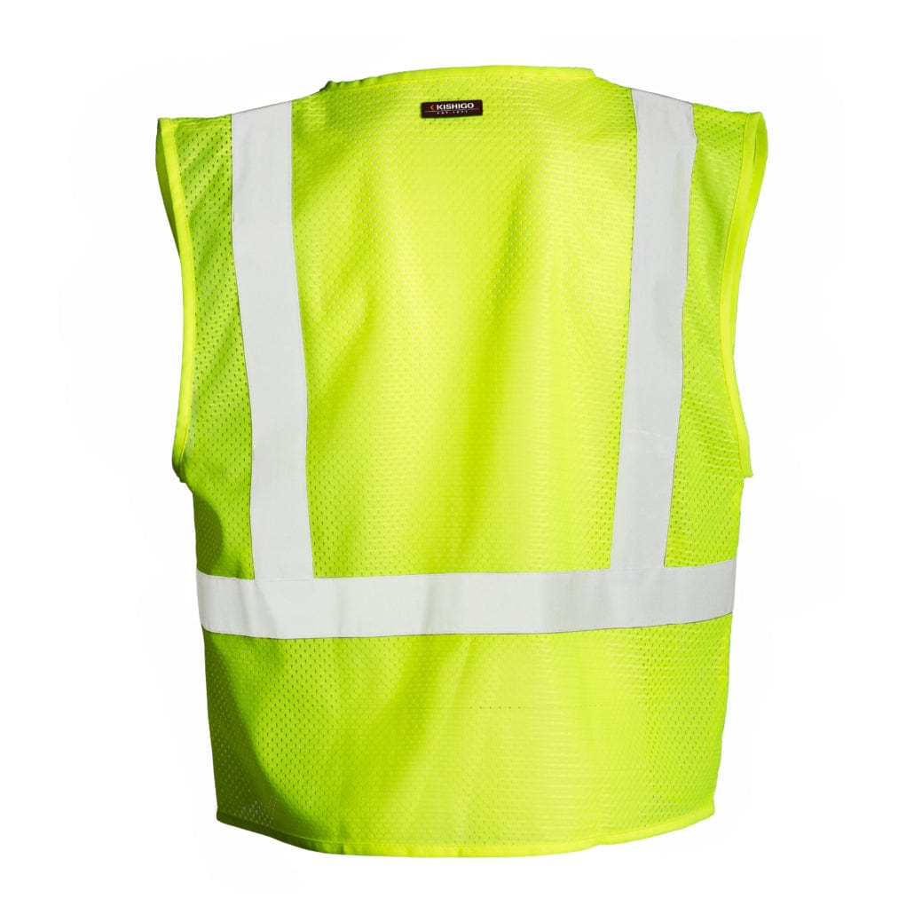 View of the back of the Kishigo ANSI Class 2 Ultra-Cool 4 Pocket Hi-Vis Safety Vest